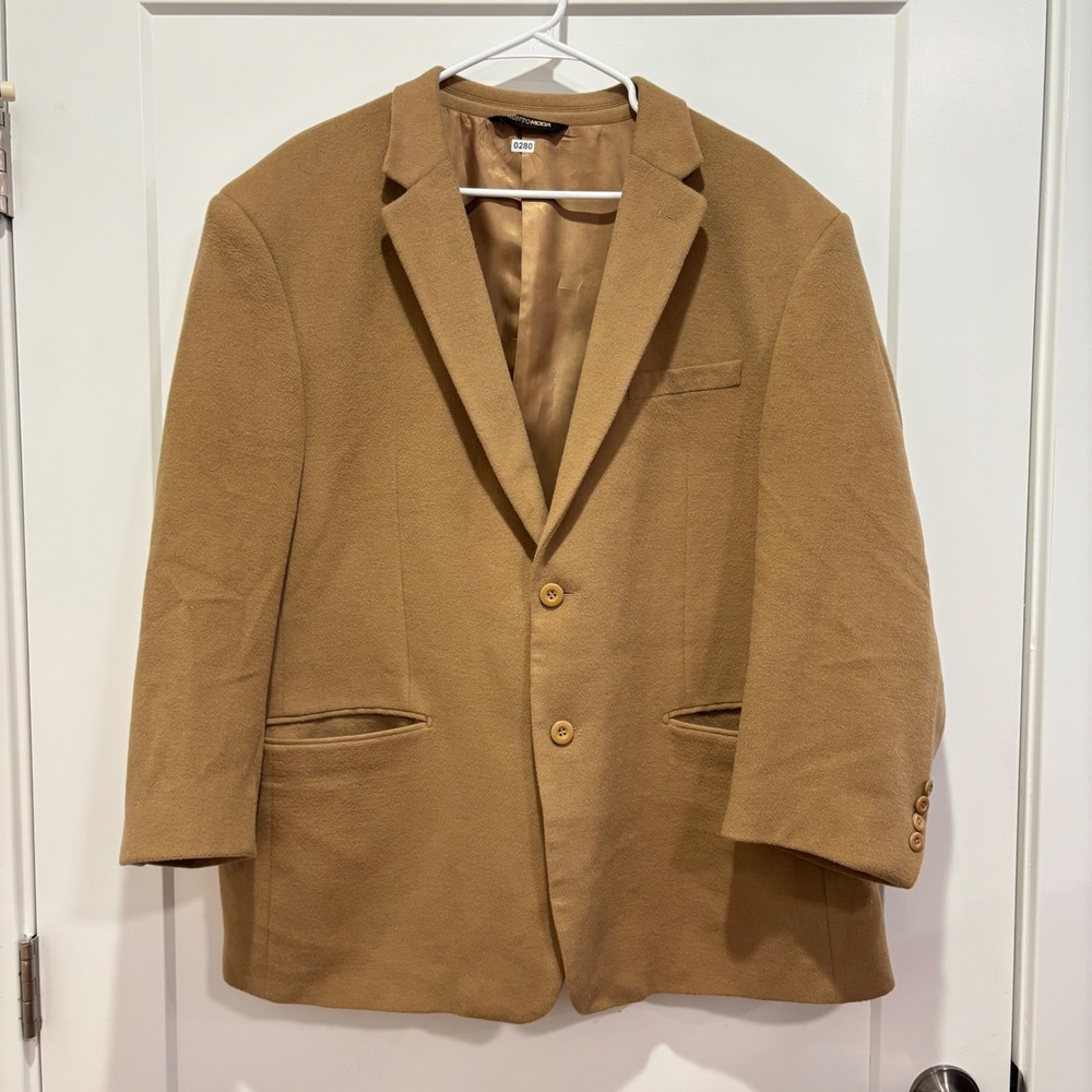 Pronto Moda Mens Camel Lambswool Cashmere Blazer Sport Coat 48R Italy Design